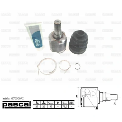 Afbeelding van PASCAL G70500PC Homokineet Versnellingsbak zijde HYUNDAI: ACCENT 1