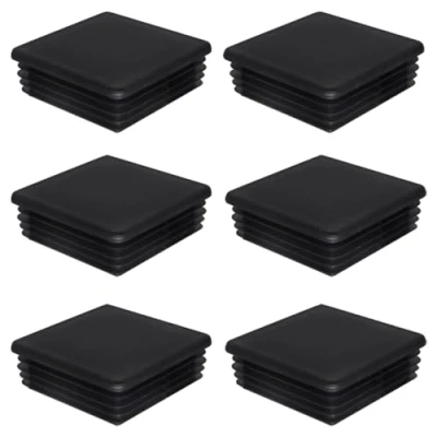Afbeelding van SKIR&#039;CO Set van 6 vierkante kunststof stoppen 80 x mm zwart RAL 9005