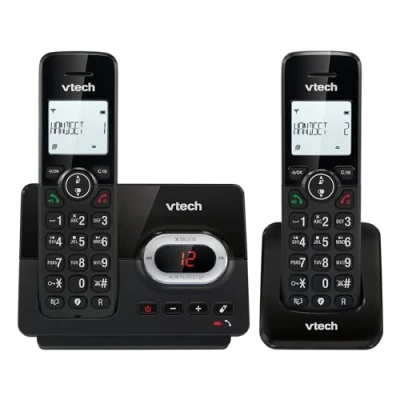Image de VTech CS2051 téléphone sans Fil avec répondeur et 2 combinés, Mode ECO+, Senior, Fixe, Blocage d&#039;appel, Fonction Mains Libres, Grosses Touches, Affichage 1 Ligne, Noir