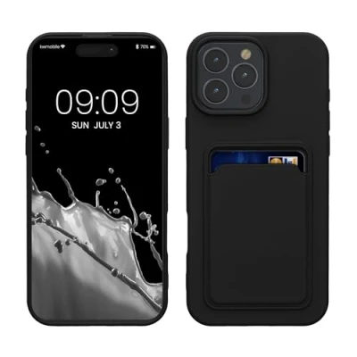 Afbeelding van kwmobile telefoonhoesje geschikt voor Apple iPhone 16 Pro Max Hoesje met pasjeshouder TPU case in zwart
