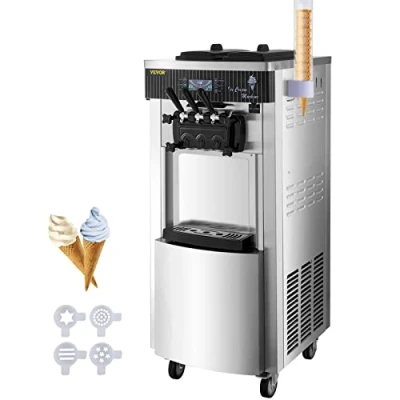 Image de VEVOR Machine à Crème Glacée Verticale Sorbetière Glace 2+1 Saveurs 20 28 L/h