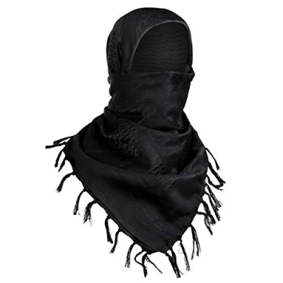 Image de FREE SOLDIER Foulard/foulard Shemagh, châle tactique en palit, du désert arabe, palestinien, arafat, 110 x cm, vert et marron, Camouflage noir., * 110cm