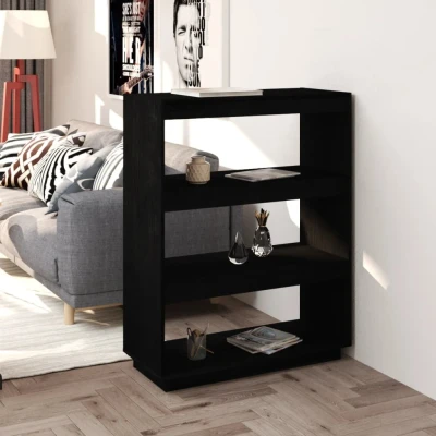 Afbeelding van Boekenkast/kamerscherm 80x35x103 cm massief grenenhout zwart