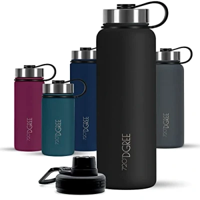 Afbeelding van 720DGREE Roestvrijstalen Drinkfles &quot;noLimit&quot; 530ml Lekvrij, Koolzuur, BPA Free Thermosfles met Schroefsluiting voor Sport, Fitness, Outdoor +Gratis Sportdeksel