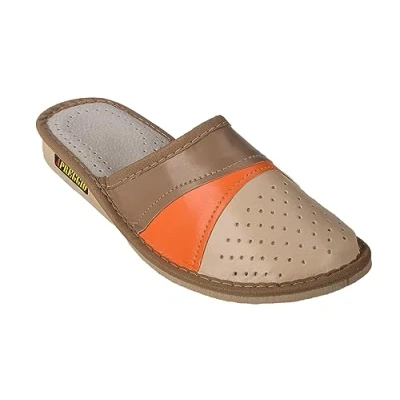 Afbeelding van APREGGIO pantoffels voor dames van leer praktische handgemaakte volwassenen comfortabele damespantoffels robuuste damesschoenen, Bruin