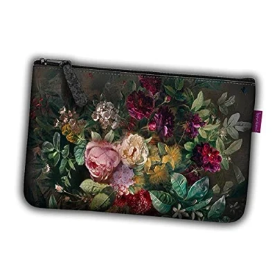 Afbeelding van Bertoni Vilten Organiser toilettas met rits cosmetische tas voor make up organisator Boeket bloemen