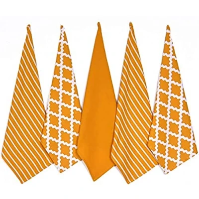 Afbeelding van Penguin Home® 100% Pure Katoen Theedoek 5 Delig Set, Oker