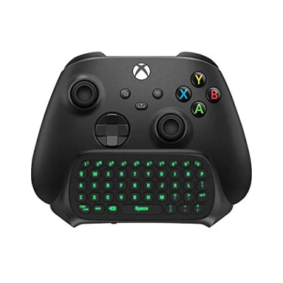 Afbeelding van TiMOVO Mini toetsenbord met groene achtergrondverlichting voor Xbox One, Series XS, toetsenbordgamepad hoofdtelefoon en audio jackstekker, One/One S/One Elite, inclusief