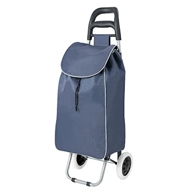Afbeelding van wuuhoo® Boodschappentrolley Shoppy met wielen en aluminium frame 34 liter, in blauw opvouwbaar voor onderweg, Verrijdbare trolley handig afwasbaar