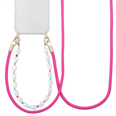 Afbeelding van imoshion Universeel Telefoonkoord with Pearls Telefoon Ketting GSM Koord geschikt voor iPhone en Samsung Roze