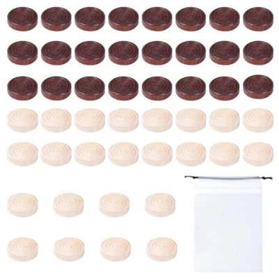 Afbeelding van 48 Stukken Schaakspel Backgammon Educatief Spel Dames Ronde Houten Internationale Schaak Figuren Universele Accessoires Schaakstukken
