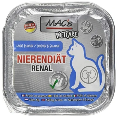 Afbeelding van MAC’s Vetcare Kattenvoer nierdieet kat Zalm &amp; Kip 8 x 100g