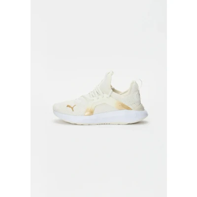Afbeelding van Puma Softride ENZO 5 Metallic Trainingsschoen, Dames, Maat: 36, Warm white/gold/black Textiel