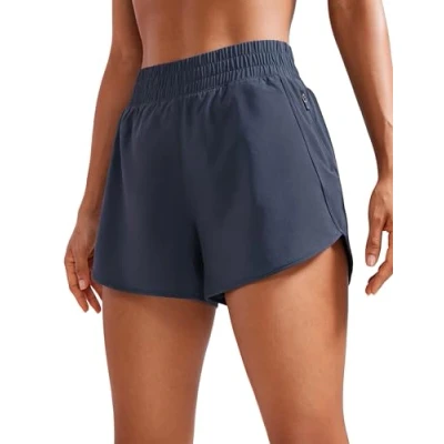 Afbeelding van CRZ YOGA Hardloopshorts voor dames, dolfijn, hoge taille, sneldrogend, Marine.