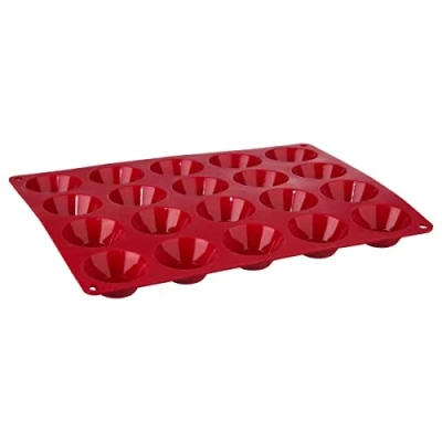 Afbeelding van Petit Four bakvorm siliconen 33,2 x 23,1 2,6cm 20 Vormen Rood cakevorm met handgrepen cakevormen anti aanbaklaag voor oven en magnetron SILI20PTFR PRO