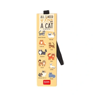 Afbeelding van Legami Bladwijzer met elastische bladwijzer, ook handig om het boek gesloten te houden, van gecertificeerd gelamineerd papier, 4,7 x 17,5 cm, Kitty thema