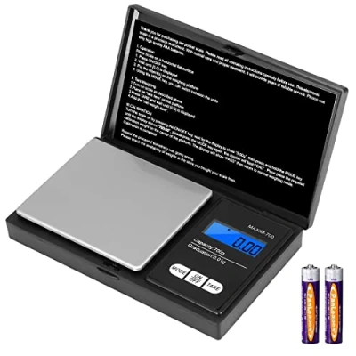 Afbeelding van Vinabo Precisieweegschaal 700 g/0,01 g, keukenweegschaal, draagbare sieradenweegschaal, professionele digitale zakweegschaal, met lcd display en 7 eenheden, tarra functie, voor keuken, zwarte koffie