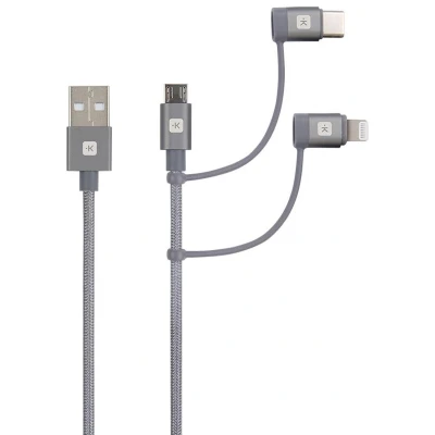 Afbeelding van Skross USB kabel 2.0 A stekker 1.20 m Space grijs Rond, Flexibel, Stoffen mantel SKCA00143 1120CN