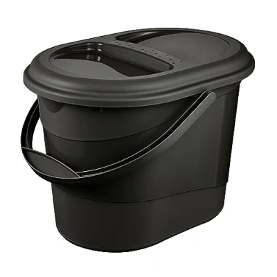 Afbeelding van keeeper Biologische afvalemmer met deksel, 13 l, ovale afvalemmer, Elsa, Eco grafiet (grijs)