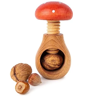 Afbeelding van Creative Home Houten Notenkraker Paddenstoel 10 x 6 cm Beukenhout Massief Duurzaam