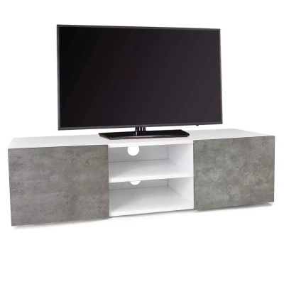 Image de Meuble TV ELI blanc portes effet béton 113 cm