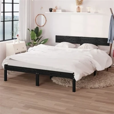 Afbeelding van Bedframe massief grenenhout zwart 140x200 cm
