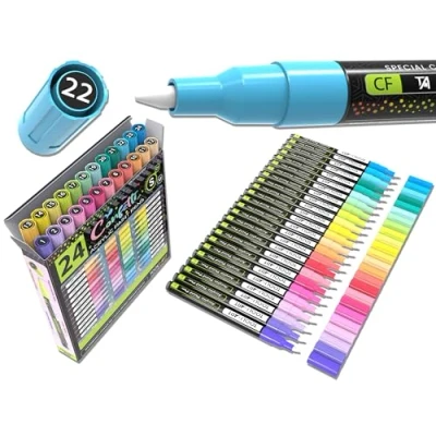 Image de Set de 24 marqueurs acryliques avec pointe extra fine OZ International Tooli Art Confetti