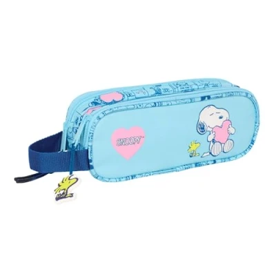 Afbeelding van Pennenetui met 2 vakken Snoopy Love Licht Blauw 21 x 8 6 cm