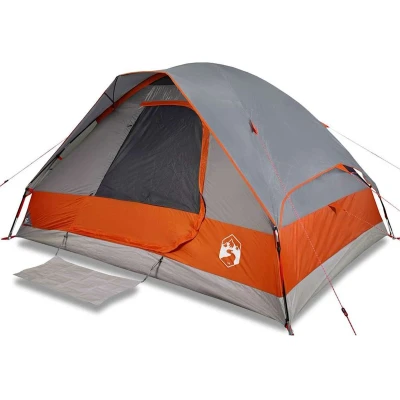 Afbeelding van Tent 6 persoons 576x238x193 cm 185T taft grijs en oranje