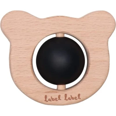Afbeelding van Label Beer Zwart Hout &amp; Silicone Bijtspeeltje LLST 15287