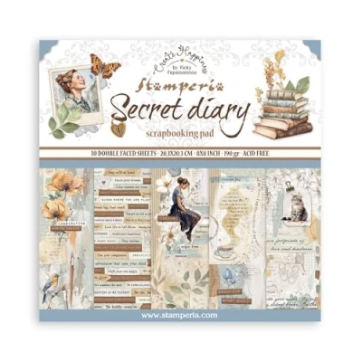 Afbeelding van Stamperia Scrapbooking Small Pad 10 vellen cm 20,3 x (8 inch 8 inch) Maak een gelukkig dagboek