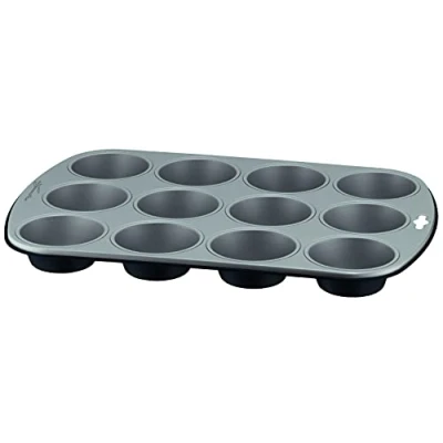 Afbeelding van Lagostina 12 muffinvorm, staal, antiaanbaklaag, zwart, 38 x 27 cm