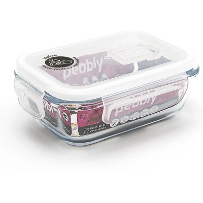 Afbeelding van Pebbly Rectangular Glass Food Storage Container 400 Ml