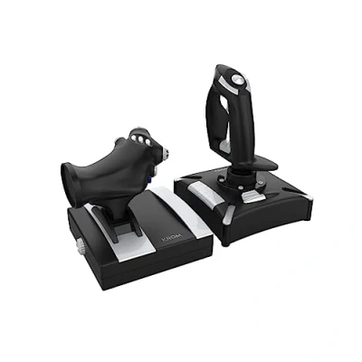 Afbeelding van KROM K Flight Joystick set, simulator joystickset, Throttle/steering stick, interne vibratiemodus, synthetische grip voor betere grip, 2 assen, POV, 16 knoppen, PC, PS4, Xbox One, zwart