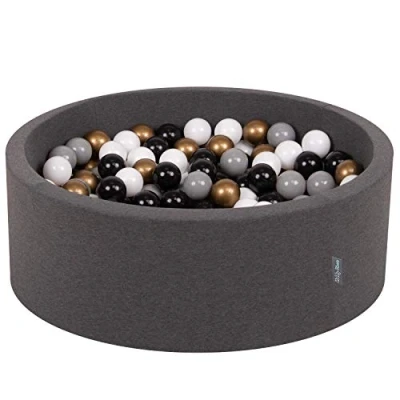Afbeelding van KiddyMoon 90 x 30 cm/300 ballen met een diameter van 7 cm, rond ballenbad voor baby&#039;s, gemaakt in de EU, lichtgrijs: wit/grijs/munt