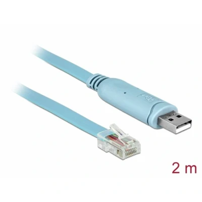 Afbeelding van Delock USB adapter 1.1, 2.0 A stekker, RJ45 2 m Blauw 64185