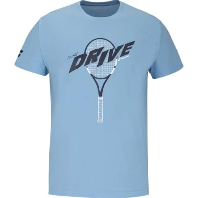 Afbeelding van Babolat Pure Drive T shirt Heren 80% Katoen Tennis Padel Training Blauw Maat S