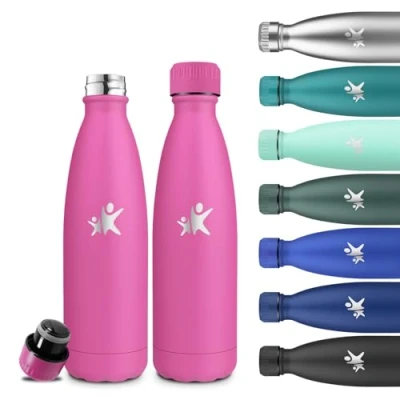 Afbeelding van Grsta Thermosfles, 500 ml, roestvrijstalen drinkfles, lekvrij, metalen fles, 18/8 roestvrij staal, schoolflessen, camping, kantoor, reizen, koffie