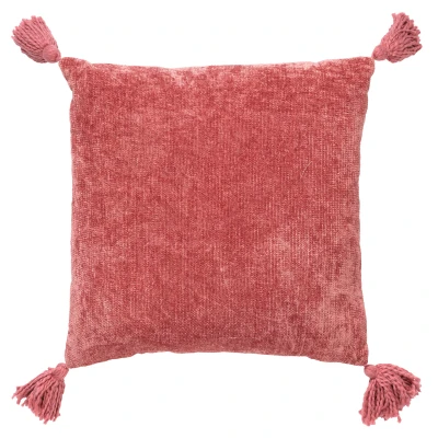 Afbeelding van Dutch Decor NINO Sierkussen van katoen 45x45 cm Dusty Rose roze kussentje met flosjes