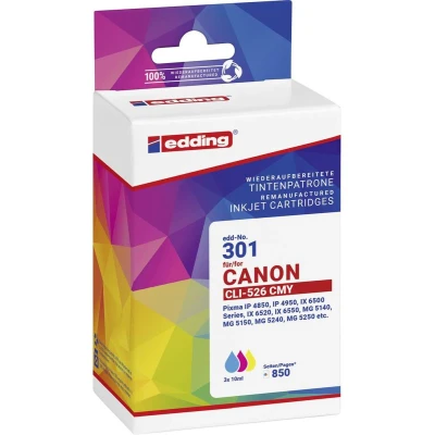Afbeelding van Edding Inktcartridge vervangt Canon CLI 526CMY Compatibel Cyaan, Magenta, Geel EDD 301 18 01