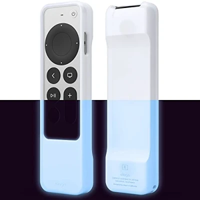 Afbeelding van elago R1 hoes compatibel met Apple TV 4K Siri Remote 3e generatie (2022) en 2e (2021) magnetische technologie, schokdemping, volledige toegang tot alle functies (fosforescerend blauw)