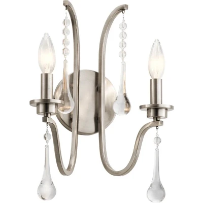 Afbeelding van Kichler LED Wandlamp Karlee 2X E14 Max 60W Classic Pewter