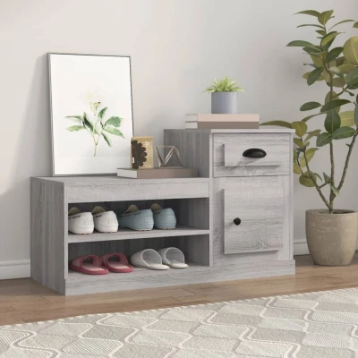 Afbeelding van Schoenenkast 100x42x60 cm bewerkt hout grijs sonoma eikenkleur