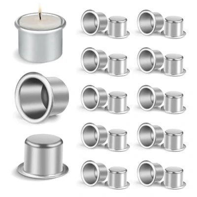 Afbeelding van Kanyka kaarsenhouder, 20 stuks, zilver, aluminium, kandelaar, Kerstmis, feest, decoratie, kaarshouder voor diner, kaarsenhouder