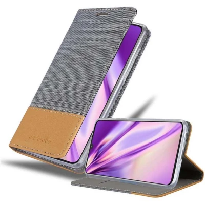 Afbeelding van Cadorabo Hoesje geschikt voor Motorola MOTO Z4 in LICHTGRIJS BRUIN Beschermhoes met magnetische sluiting, standfunctie en kaartvakje Book Case Cover Etui
