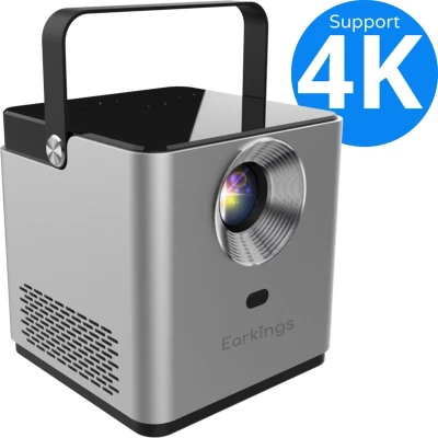 Afbeelding van Earkings Beamer Projector 4K Support Mini met Android Apps Draagbare Grijs