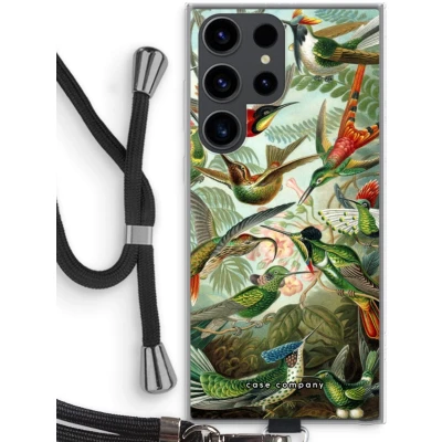 Afbeelding van Case Company® hoesje met Koord geschikt voor Samsung Galaxy S23 Ultra Haeckel Trochilidae Telefoonhoesje Zwart Bescherming aan alle Kanten en Over de Schermrand