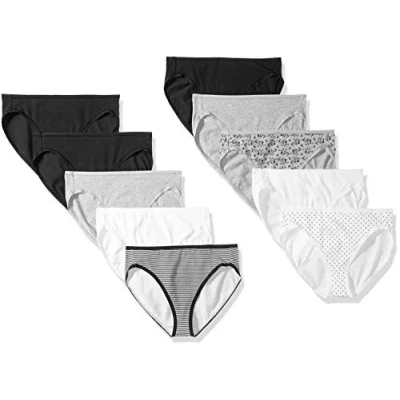 Image de Amazon Essentials Culotte en coton à jambe échancrée (grandes tailles disponibles) Women&#039;s, Pack of 10, Neutre, 40