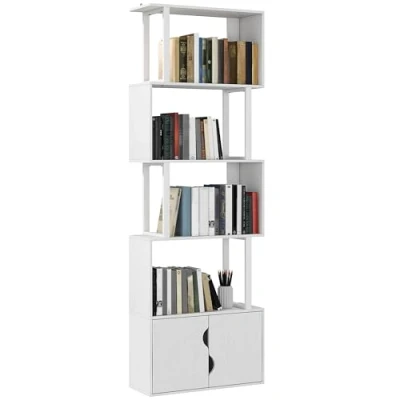 Afbeelding van HOMCOM Boekenplank 60x23.8x179.2cm Spaanplaat Wit