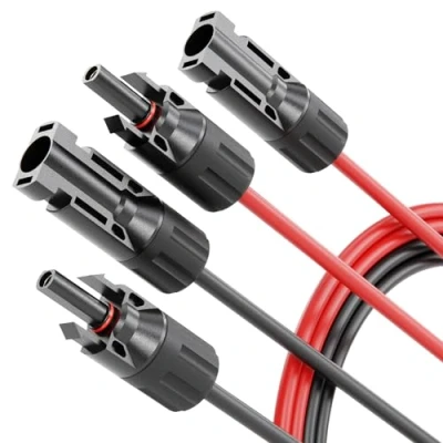 Afbeelding van ABSINA Set van 2 zonnekabels 1 m 4 mm² H1Z2Z2 K zwart en rood PV kabel UV bestendig zonnekabel fotovoltaïsche montageaccessoires